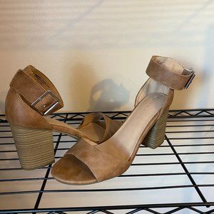 Brown heeled sandals